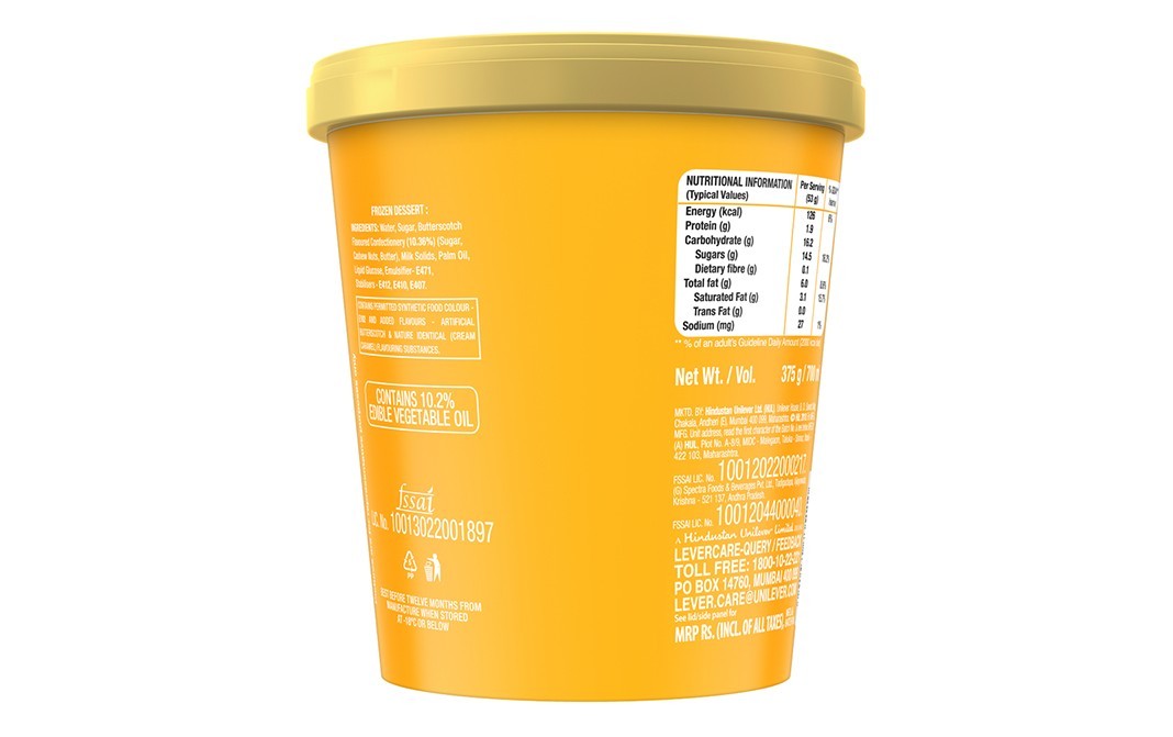 Kwality Walls Crunchilicious Butterscotch    Cup  700 millilitre